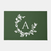 Rustige botanische monogram Initiaal Forest Green  Deurmat (Voorkant)
