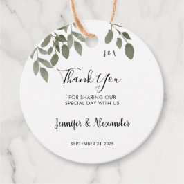 Rustige botanische monogrammen Dank je bruiloft Bedankjes Labels
