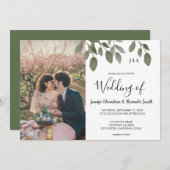 Rustige botanische monogrammen foto Wedding Invita Kaart (Voorkant / Achterkant)