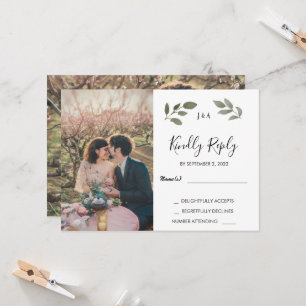 Rustige botanische monogrammen foto Wedding RSVP Kaart