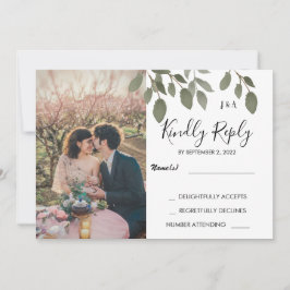 Rustige botanische monogrammen foto Wedding RSVP Kaart