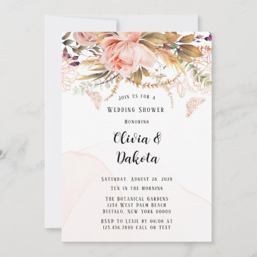 Rustige botanische pony Butterfly Wedding Shower Kaart (Voorkant)