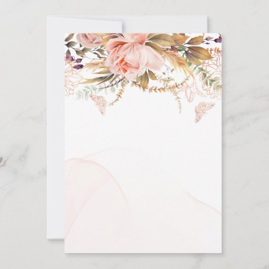 Rustige botanische pony Butterfly Wedding Shower Kaart (Achterkant)