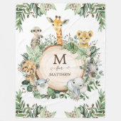 Rustige botanische Safari Wilde Dieren Baby Boy Fleece Deken (Voorkant)