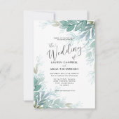 Rustige botanische slok groen en Blauwgroen huweli Kaart (Voorkant)