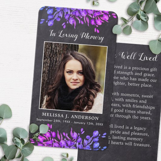 Rustige botanische sympathie Memorial Prayer Kaart