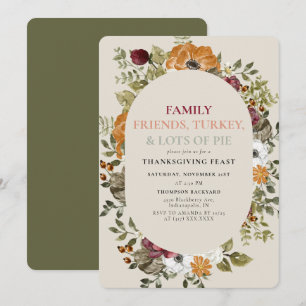 Rustige Botanische Thanksgiving Dinner Feast Party Kaart