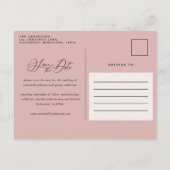 Rustige botanische vlek bruiloft elegant roze aankondigingskaart (Achterkant)