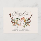 Rustige botanische vlek bruiloft elegant roze aankondigingskaart (Voorkant)
