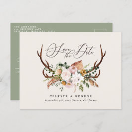 Rustige botanische vlek bruiloft elegant sage gree aankondigingskaart