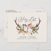 Rustige botanische vlek bruiloft elegant sage gree aankondigingskaart (Voorkant / Achterkant)