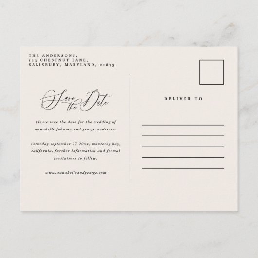 Rustige botanische vlek bruiloft elegant sage gree aankondigingskaart (Achterkant)