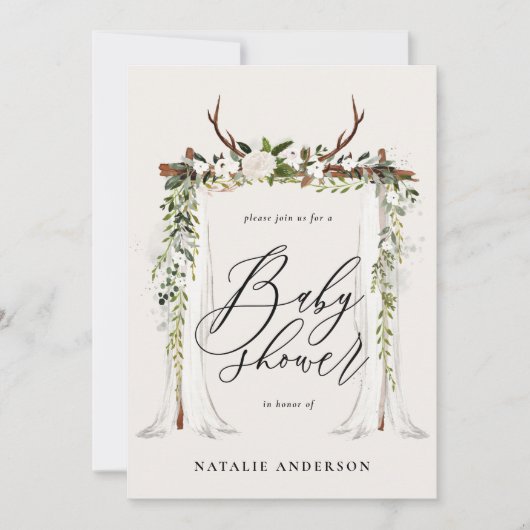 Rustige botanische vlek genderneutraal baby shower save the date (Voorkant)