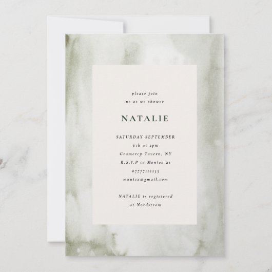 Rustige botanische vlek genderneutraal baby shower save the date (Achterkant)