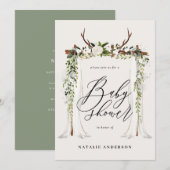 Rustige botanische vlek genderneutraal baby shower save the date (Voorkant / Achterkant)