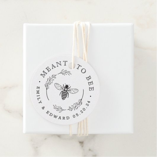 Rustige Botanische Wreath Meant to Bee Wedding Rou Bedankjes Labels (In situ)