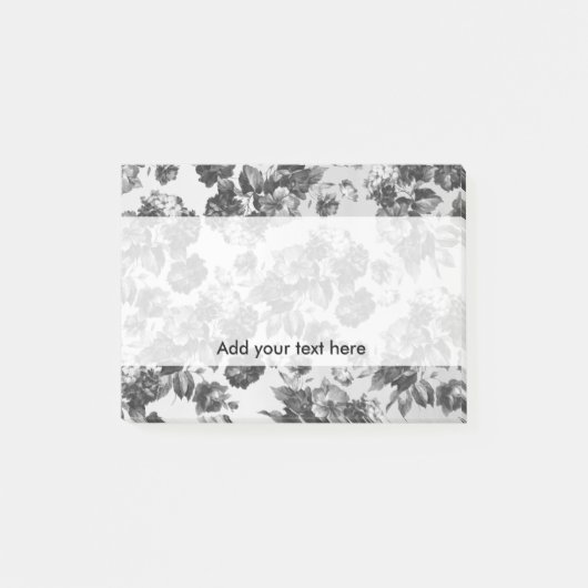 Rustige botanische  zwarte witte florale post-it® notes (Voorkant)