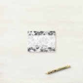 Rustige botanische  zwarte witte florale post-it® notes (Op bureau)