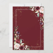 Rustige Bourgogne Blush Pink Gold Floral Wedding Kaart (Achterkant)