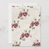 Rustige  Bourgogne Blush Roos Floral Wedding Kaart (Achterkant)