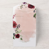 Rustige Bourgogne & Blush roze diner All In One Uitnodiging (Buitenkant)