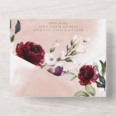 Rustige Bourgogne & Blush roze diner All In One Uitnodiging (Achterkant)