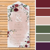 Rustige Bourgogne & Blush roze diner All In One Uitnodiging