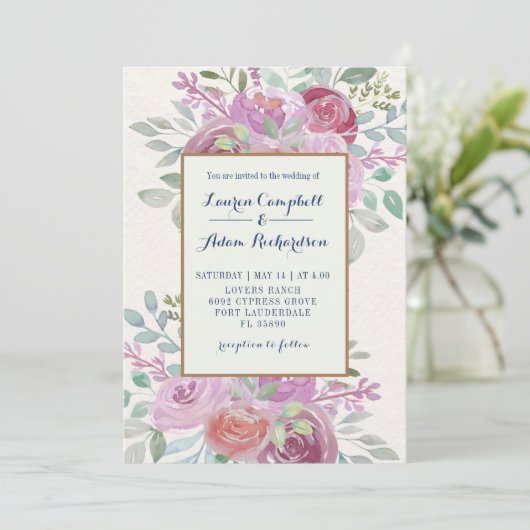 Rustige Bourgogne & Blush roze Waterverf Kaart (Staand voorkant)