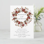 Rustige Bourgogne en Ivory Rozen Weddings Kaart (Staand voorkant)