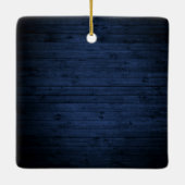 Rustige Bourgogne Floral Blue Wood Eerste Kerstmis Keramisch Ornament (Achterkant)