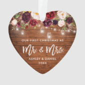 Rustige Bourgogne Floral Jar lights eerste kerstmi Ornament (achterkant)