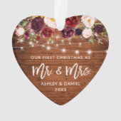 Rustige Bourgogne Floral licht eerste kerstmis Ornament (achterkant)