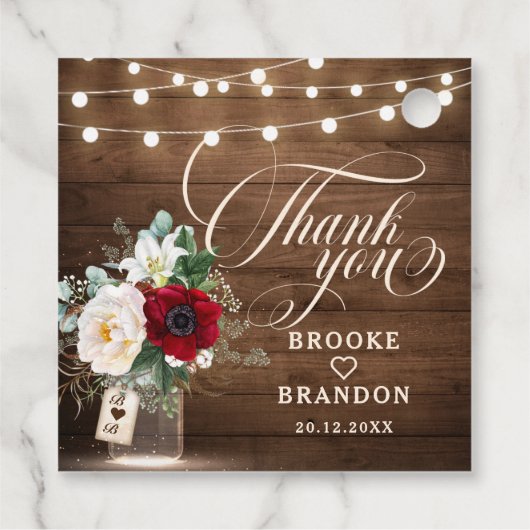 Rustige Bourgogne Floral Mason Jar Wedding Bedankjes Labels (Achterkant)