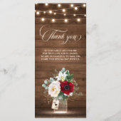 Rustige Bourgogne Floral Mason Jar Wedding Menu (Achterkant)