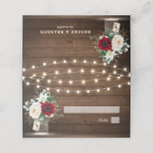 Rustige Bourgogne Floral Mason Jar Wedding Plaatskaartje (Buitenkant ongevouwen)