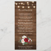 Rustige Bourgogne Floral Mason Jar Wedding Programmakaart (Achterkant)