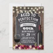 Rustige Bourgogne Floral Wine Barn Wood Birthday Kaart (Voorkant)
