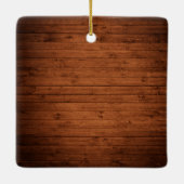 Rustige Bourgogne Floral wood ons eerste kerstfees Keramisch Ornament (Achterkant)