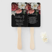 Rustige Bourgogne Florale snaarlampen Berichten Handwaaier (Voorkant en achterkant)