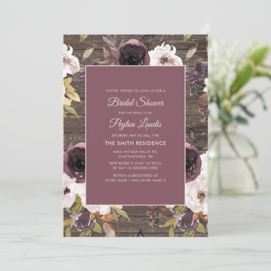 Rustige Bourgogne Ivory Floral Vrijgezellenfeest Kaart (Staand voorkant)