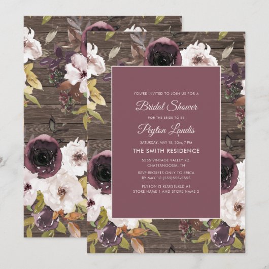 Rustige Bourgogne Ivory Floral Vrijgezellenfeest Kaart (Voorkant / Achterkant)