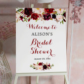 Rustige Bourgogne Red Floral Vrijgezellenfeest Sig Poster