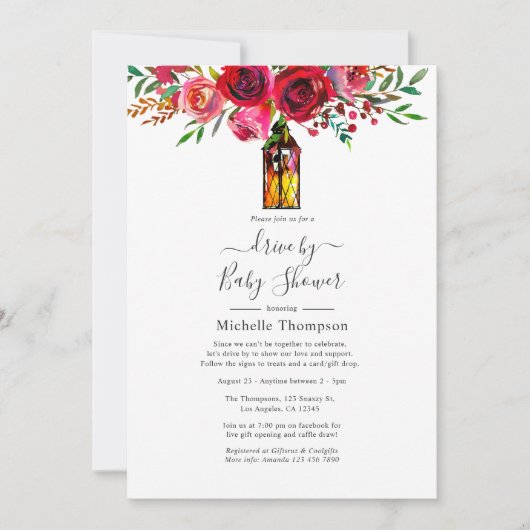 Rustige Bourgogne Red-Waterverf met douche Kaart (Voorkant)