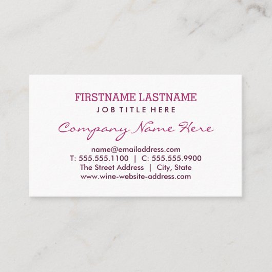 Rustige Bourgogne Red Wine Stain Rings Visitekaartje (Voorkant)