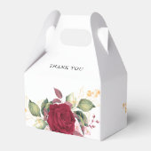 Rustige Bourgogne Rode Florale bruiloft Bedankdoosjes (Achterkant)
