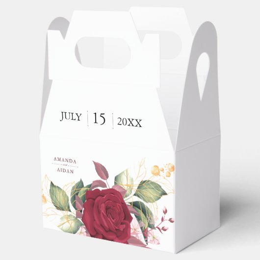 Rustige Bourgogne Rode Florale bruiloft Bedankdoosjes (Geopend)