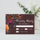 Rustige Bourgogne Rode Oranje Paarse Herfst RSVP Kaartje (Staand voorkant)