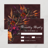 Rustige Bourgogne Rode Oranje Paarse Herfst RSVP Kaartje (Voorkant / Achterkant)