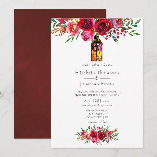 Rustige Bourgogne Rode Waterverf Kaart (Voorkant / Achterkant)