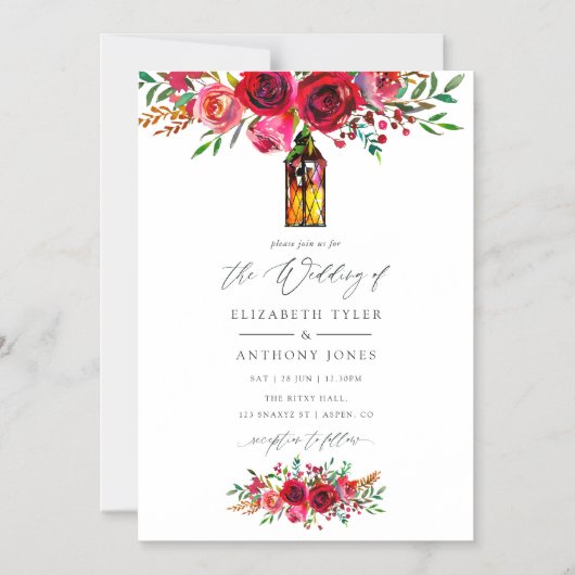 Rustige Bourgogne Rode Waterverf Magnetische Uitnodiging (Voorkant)